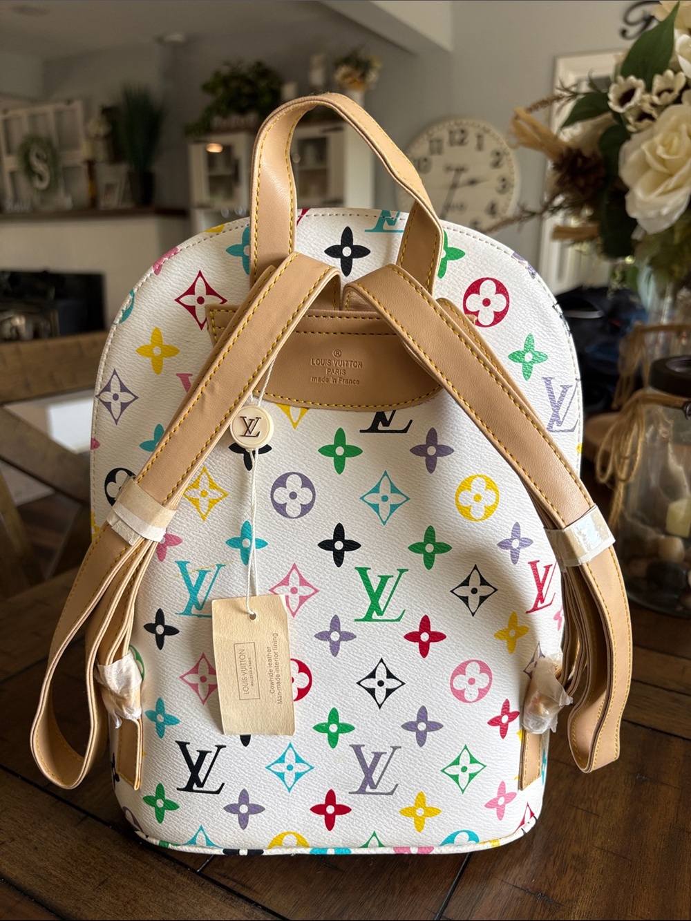 Fashion White Multicolor Monogram Mini Backpack - Picture 2 of 12